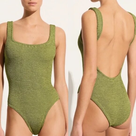 Hunza G Other - Hunza G Square Neck One Piece Swimsuit in Metallic Moss One Size